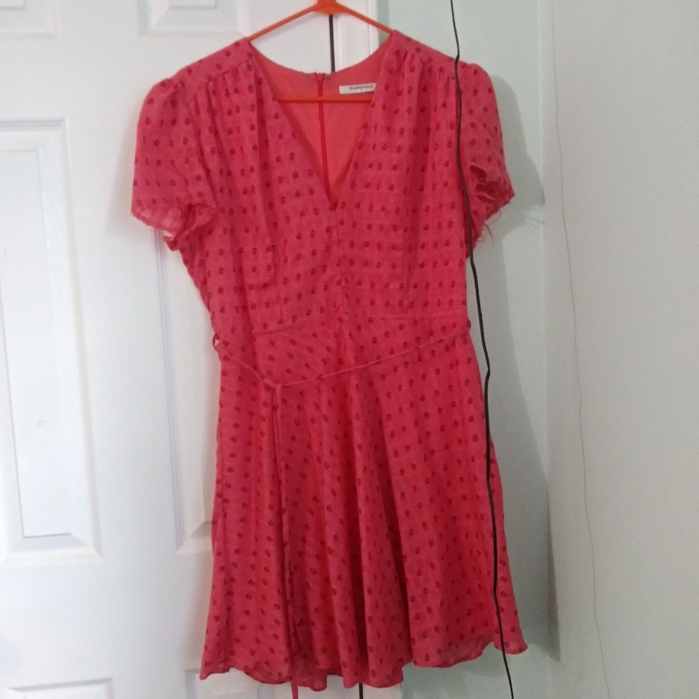Strawberry pattern peachy pink dress